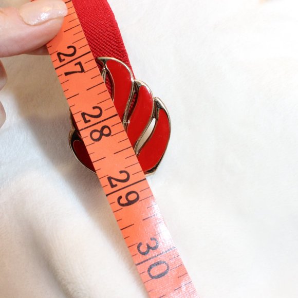 ? ?Vintage Red on Red Feathered Elastic Enamel 80s Belt? ? main image 4